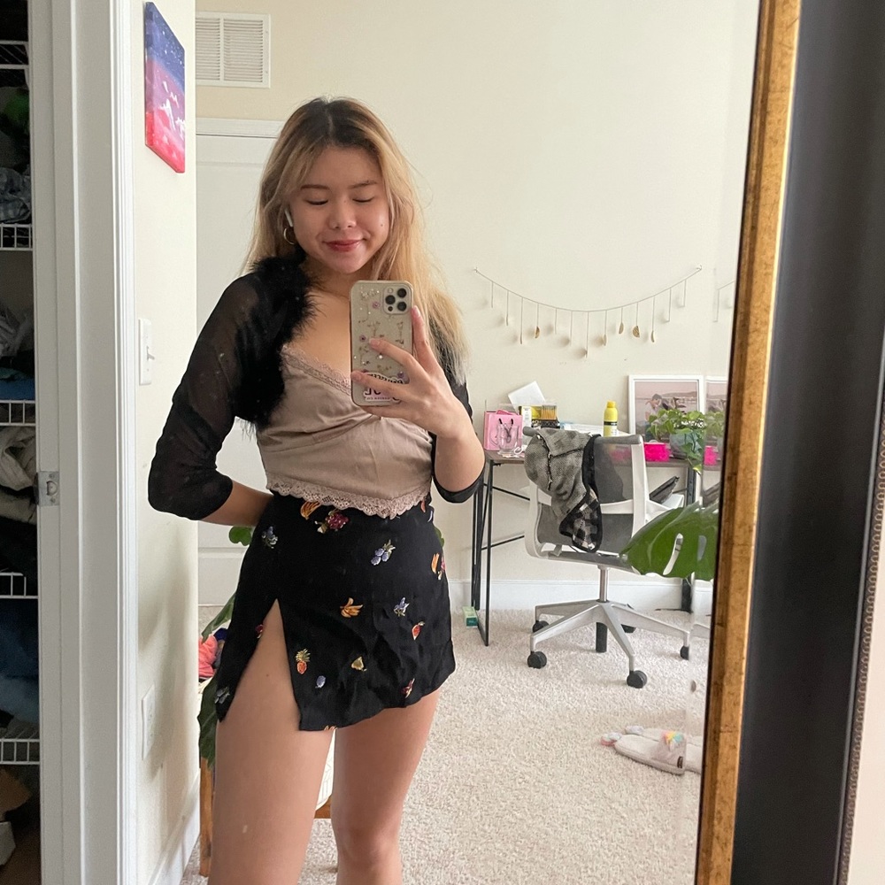 reformation margot mini skirt with slit NWT